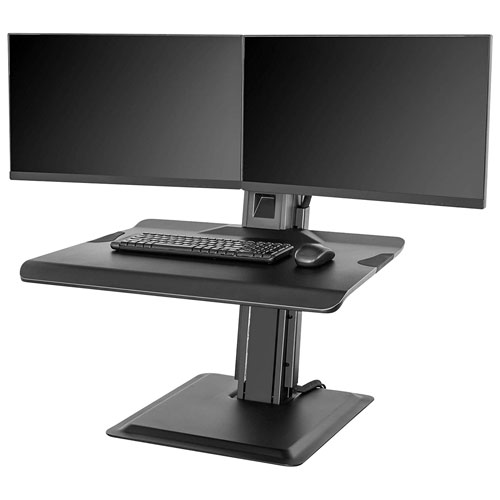 North Bayou Ergonomic Standing Desk with Double Monitor Integration - Black