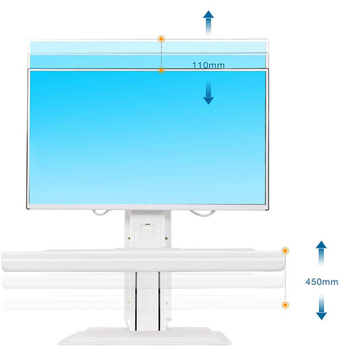 North Bayou Ergonomic Standing Desk with Single Monitor Integration - White
