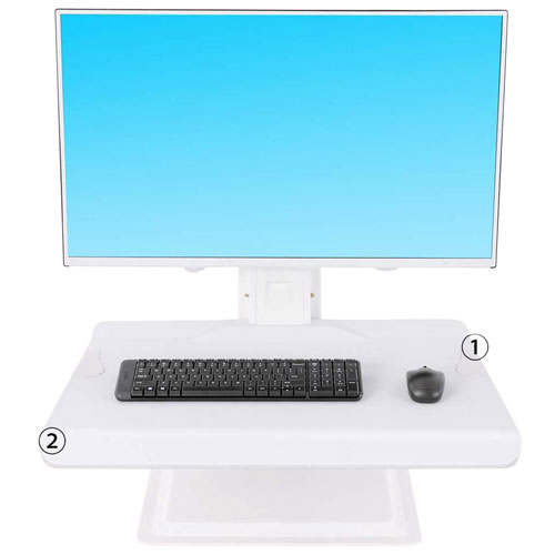 North Bayou Ergonomic Standing Desk with Single Monitor Integration - White
