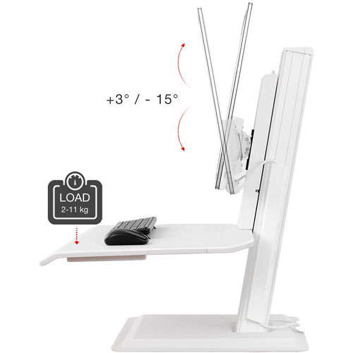 North Bayou Ergonomic Standing Desk with Single Monitor Integration - White
