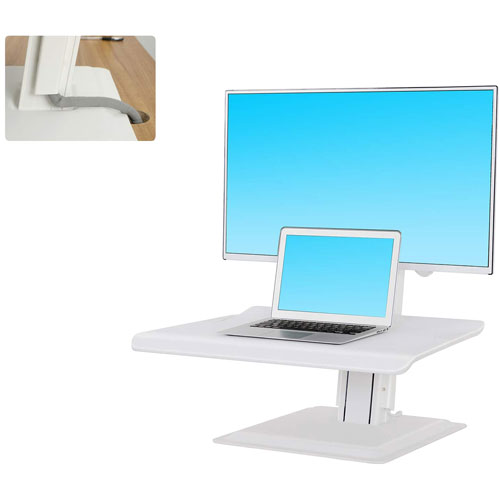 North Bayou Ergonomic Standing Desk with Single Monitor Integration - White