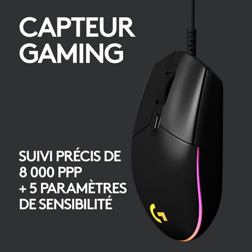 Logitech G203 LIGHTSYNC 8000 DPI Optical Gaming Mouse - Black