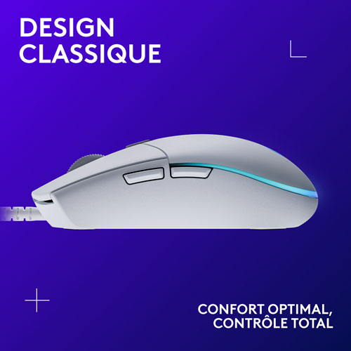 Souris de jeu optique de 8000 ppp G203 LIGHTSYNC de Logitech - Blanc