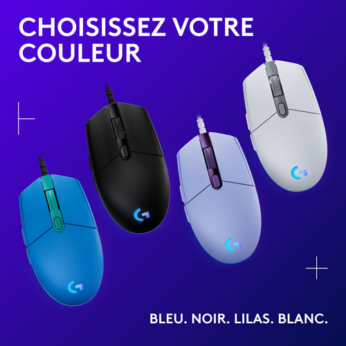 Souris de jeu optique de 8000 ppp G203 LIGHTSYNC de Logitech - Blanc