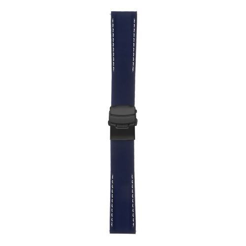 StrapsCo Bracelet de Montre 22mm en Caoutchouc avec Coutures pour Garmin Legacy Hero 45mm - Bleu & Blanc