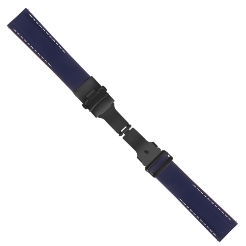 StrapsCo Bracelet de Montre 22mm en Caoutchouc avec Coutures pour Garmin Legacy Hero 45mm - Bleu & Blanc
