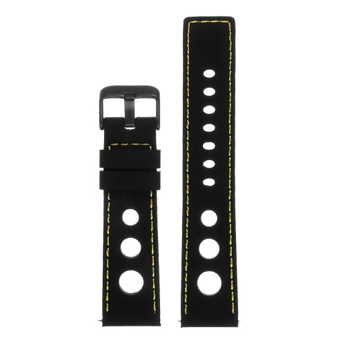 STRAPSCO  Silicone Rubber Rally 22MM Watch Band Strap for Garmin Legacy Hero 45MM - Black & (Black Buckle) In Yellow