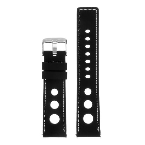 StrapsCo Bracelet de Montre de Course GT Rallye en Caoutchouc pour Garmin Vivomove HR Premium - Noir & Blanc