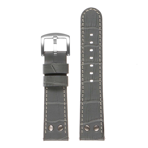 DASSARI Croc Embossed Leather Pilot Watch Band Strap for Gamin Vivomove HR Sport - Grey