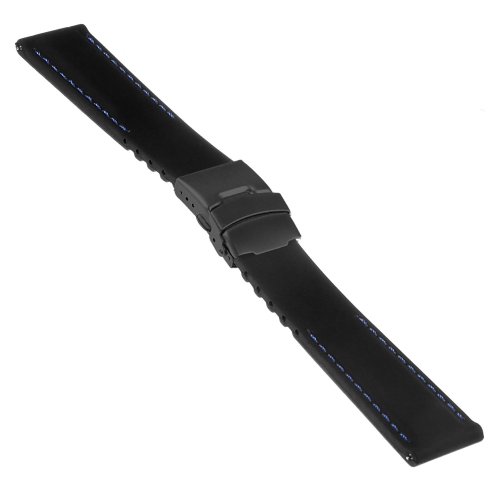 StrapsCo Bracelet de Montre en Caoutchouc avec Coutures pour Garmin Vivomove HR Premium - Noir & Bleu