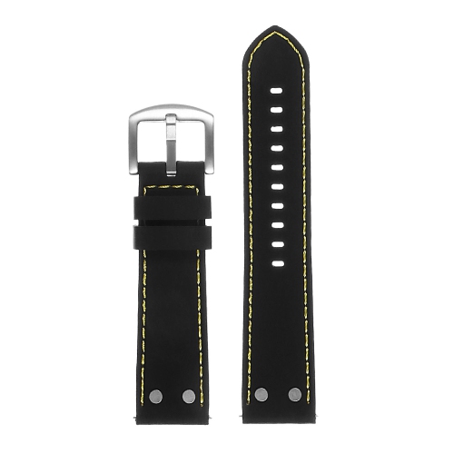 StrapsCo Silicone Rubber Aviator Watch Band Strap for Garmin Vivomove HR Premium - Black & Yellow