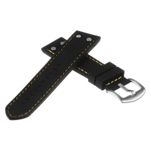 StrapsCo Silicone Rubber Aviator Watch Band Strap for Garmin Vivomove HR Premium - Black & Yellow