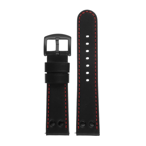 DASSARI Leather Pilot Watch Band Strap for Gamin Vivomove HR Sport - Black & Red
