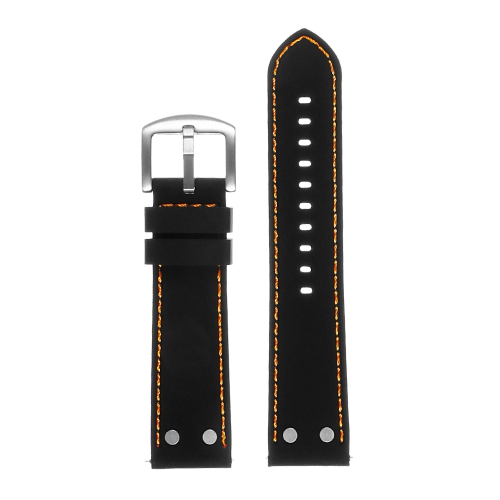 StrapsCo Silicone Rubber Aviator 22mm Watch Band Strap for Michael Kors Bradshaw - Black & Orange