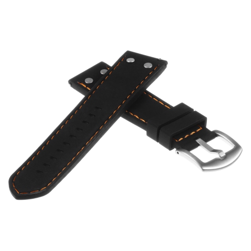 StrapsCo Silicone Rubber Aviator 22mm Watch Band Strap for Michael Kors Bradshaw - Black & Orange