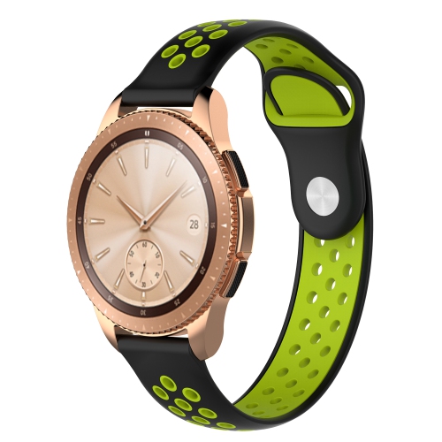 STRAPSCO  Perforated Silicone Rubber Watch Band Strap for Lenovo Hw10 Bluetooth Watch - Black & In Green