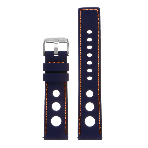 STRAPSCO  Silicone Rubber Rally Watch Band Strap for Lenovo Hw10 Bluetooth Watch - Blue & In Orange