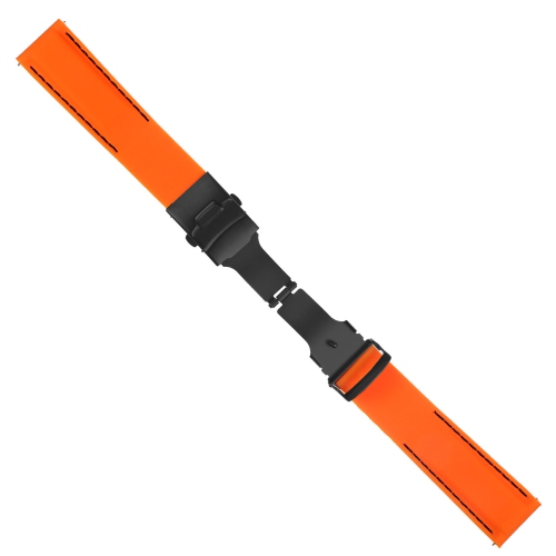 StrapsCo Bracelet de Montre en Caoutchouc avec Coutures pour Lenovo HW10 Bluetooth Watch - Orange & Noir