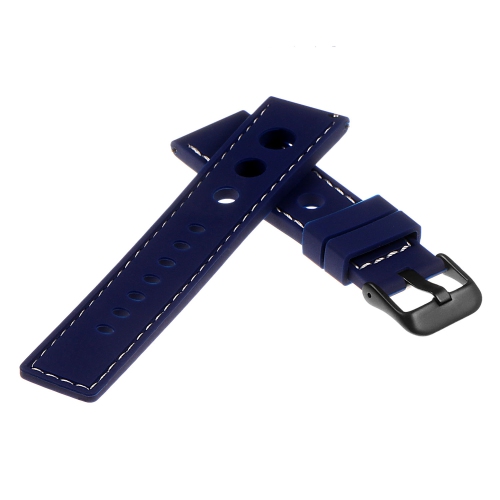 StrapsCo Silicone Rubber Rally 22mm Watch Band Strap for Skagen Falster 3 - Blue & White