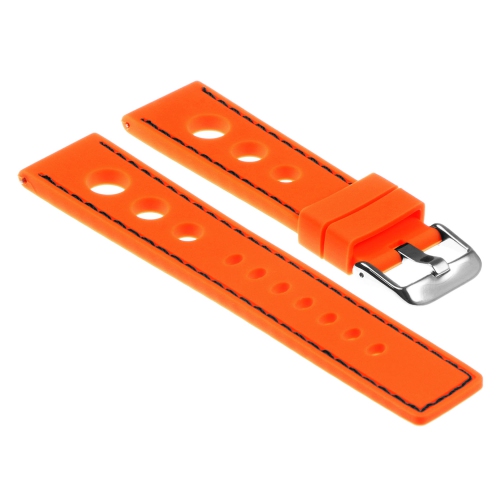 StrapsCo Silicone Rubber Rally Watch Band Strap for Guess Connect IQ & Connect Wear OS - Orange & Black