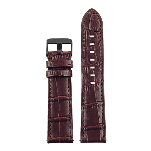 DASSARI  Croc Embossed Italian Leather Watch Band Strap for Guess Connect Iq & Connect Wear Os - (Black Buckle) In Brown