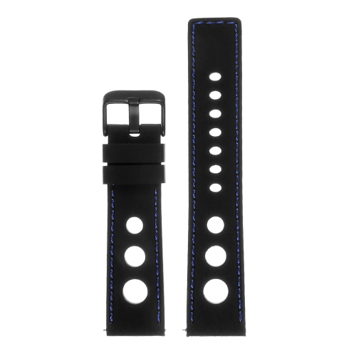 StrapsCo Silicone Rubber Rally Watch Band Strap for Guess Connect IQ & Connect Wear OS - Black & Blue