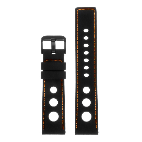 STRAPSCO  Silicone Rubber Rally Watch Band Strap for Guess Connect Iq & Connect Wear Os - Black & (Black Buckle) In Orange