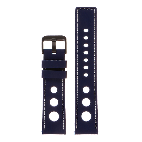 STRAPSCO  Silicone Rubber Rally Watch Band Strap for Guess Connect Iq & Connect Wear Os - & White (Black Buckle) In Blue