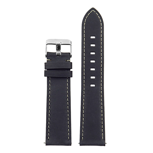 DASSARI  Vintage Italian Leather 22MM Watch Band Strap for Matrix Powerwatch 2 - In Black