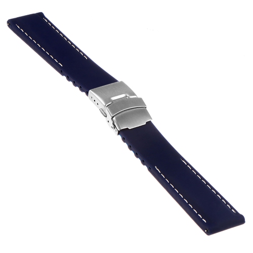 STRAPSCO  Silicone Rubber 22MM Watch Band With Deployant Clasp for Matrix Powerwatch 2 - & White In Blue