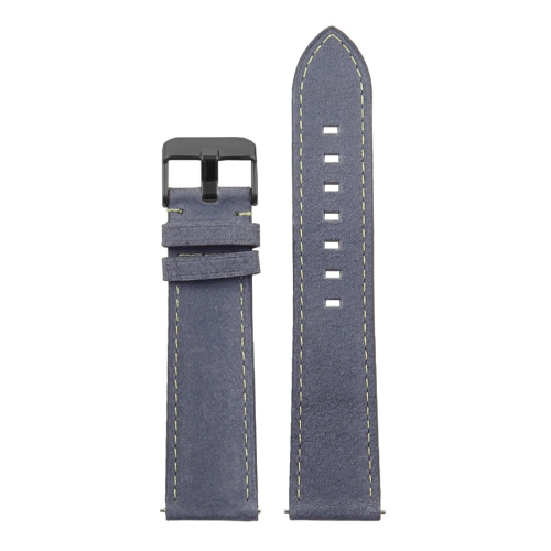 DASSARI  Vintage Italian Leather 22MM Watch Band Strap for Matrix Powerwatch 2 - (Black Buckle) In Blue