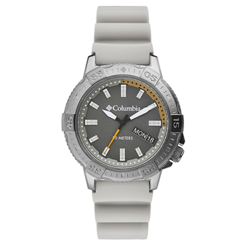COLUMBIA  Peak Patrol 3-Hand Day Date Khaki Silicone Watch In Gray