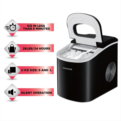Frigidaire EFIC101-BLK - Compact Ice Maker, 1.8 pound Capacity, Black