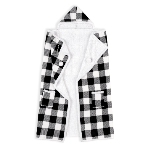 Hoodzy Blanket White and Black Buffalo Plaid