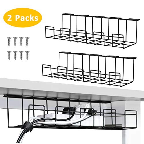2 Packs Cable Management Tray 16 Under Desk Cable Organizer For