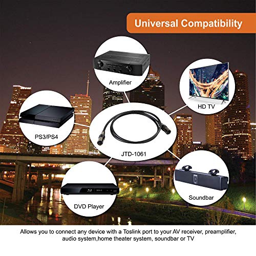 J-Tech Digital Toslink Digital Optical Audio SPDIF Cable 1.5m/5ft