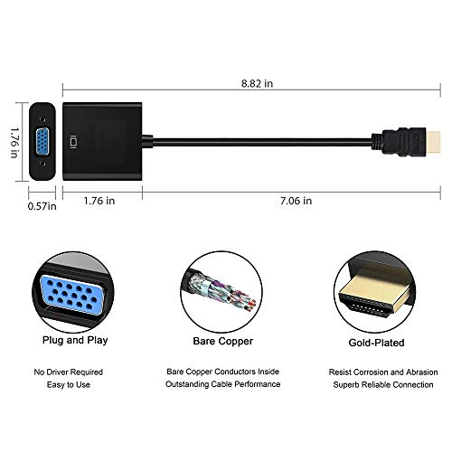 HDMI to VGA Adapter, LSVTR HDMI to VGA Converter Cable 1080P for Computer, Desktop, Laptop, PC,