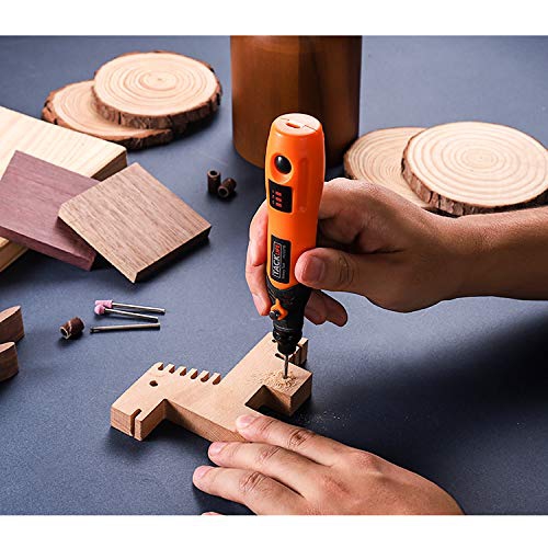 Tacklife 3.7V Li-on Cordless Rotary Tool Kit -Multi-Functional Three-Speed with 31-Piece Rotary Accessory Kit, USB