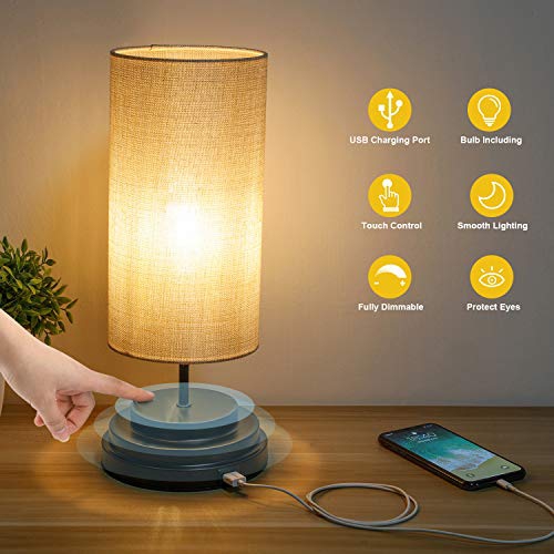 Kohree Touch Control Bedside Led Table Lamp Usb Charging Port Fully Dimmable Modern Nightstand Desk Best Canada Kohree Touch Control Bedside Led Table, Table Lamp With Usb Port Canada