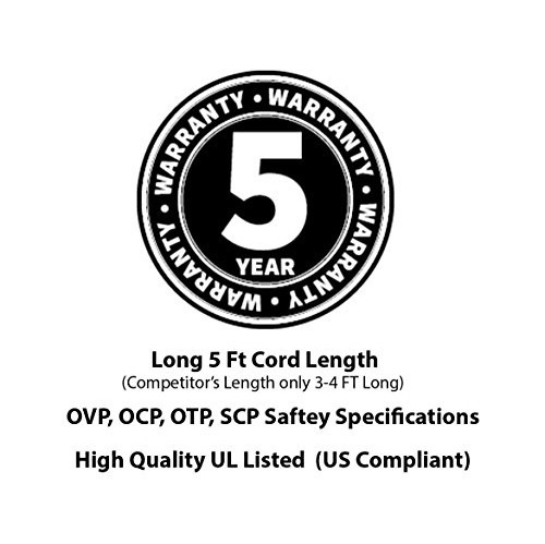 Omnihil AC Power Cord Compatible with Arris Router Modem; Vizio, Sharp Sanyo Emerson TV; Sony Playstation 1 2 PS1 PS2;