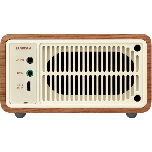Sangean WR-7WL Cabinet Mini Bluetooth Speaker with FM Tuner and Aux-in Walnut/Wood