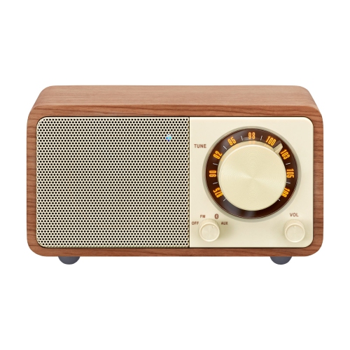 Sangean WR-7WL Cabinet Mini Bluetooth Speaker with FM Tuner and Aux-in Walnut/Wood