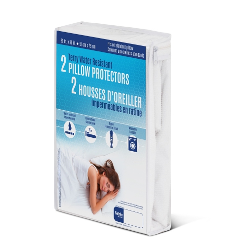 Pillow Protector Cover Waterproof Queen, Set of 2, White, Protector