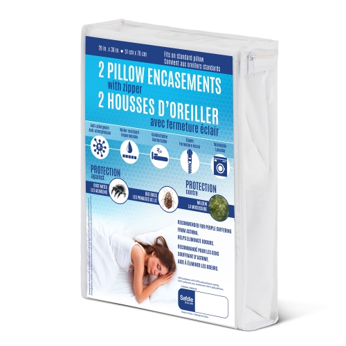 Pillow Protector Cover Waterproof Anti Bed Bug King, Set of 2, White, Protector