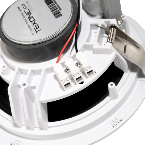 6" 70V Trim-less Commercial In-Ceiling Speaker Package with Spring Clamp Installation for Background Music Systems.