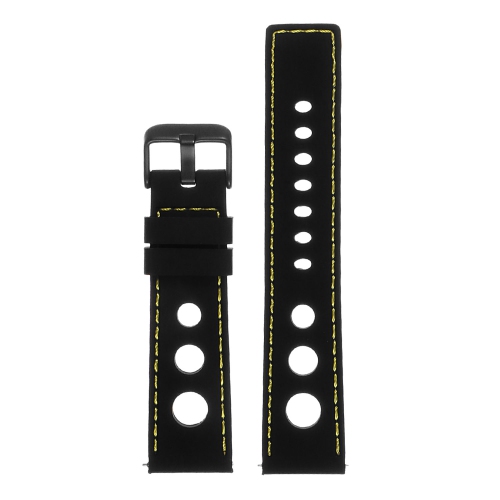 StrapsCo Silicone Rubber Rally 20mm Watch Band Strap for Samsung Galaxy Watch 42mm - Black & Yellow