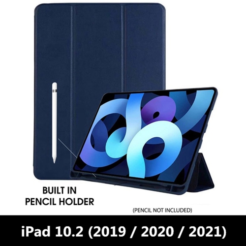 【CSmart】 Slim Magnetic Smart Cover Stand Case & Pencil Holder for iPad 10.2" 7th 8th 9th Gen., Navy