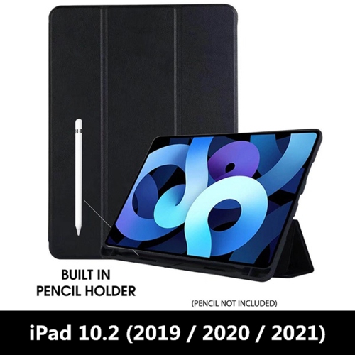 【CSmart】 Slim Magnetic Smart Cover Stand Case & Pencil Holder for iPad 10.2" 7th 8th 9th Gen., Black