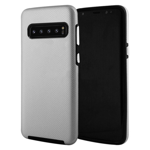 Étuis Coque rigide hybride ajustée et résistante aux chocs et aux rayures pour Samsung Galaxy S10 Plus, argent