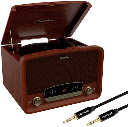 ELECTROHOME  Kingston Vintage Vinyl Record Player Stereo System With Bonus 3.5MM Aux Cable